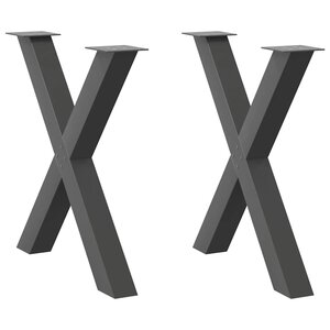 vidaXL Pieds de table à manger en forme de X 2 pièces Anthracite 70 x (72-73) cm Acier