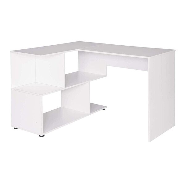 Bureau adulte d'angle avec étagères 100 cm blanc 19_0000549