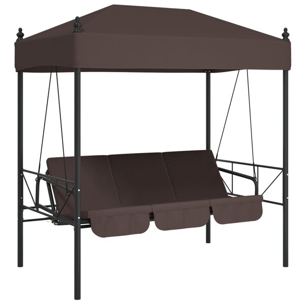 vidaXL Balancelle de jardin avec auvent marron café acier