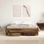 vidaXL Cadre de lit avec tiroirs avec tiroir Bois ancien 135 x 190 cm