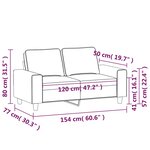 vidaXL Canapé à 2 places Crème 120 cm Tissu