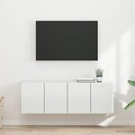 vidaXL Meuble TV mural 2 Pièces Blanc brillant 59 5 x 31 x 40 cm