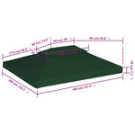 vidaXL Recouvrement de remplacement d'auvent 310 g/m² 3 x 4 m Vert