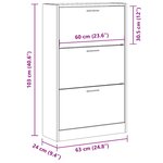 vidaXL Armoire à chaussures Gris béton 63x24x103 cm Bois d'ingénierie