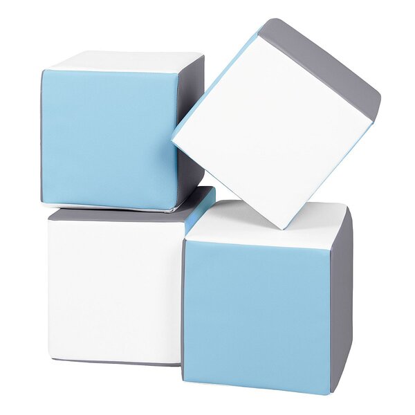 Lot cubes XXL mousse 4 Pièces blanc  bleu clair  gris