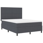 vidaXL Lit à ressorts avec matelas & lumière LED gris foncé 160x200 cm Tissu côtelé