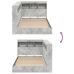 vidaXL Lit Bibliothèque Gris Béton 100x200 cm Bois d'ingénierie