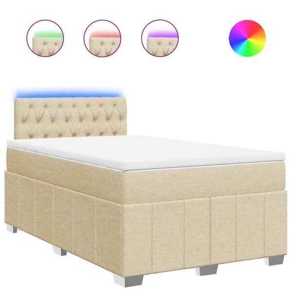 vidaXL Sommier à lattes de lit avec matelas crème 120x190 cm tissu