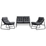 vidaXL Mobilier de jardin 3 Pièces Noir 110 x 81 x 71cm Métal