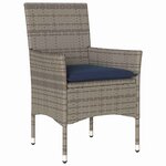 vidaXL Ensemble table et chaises avec coussin 7 Pièces Gris Rotin PE