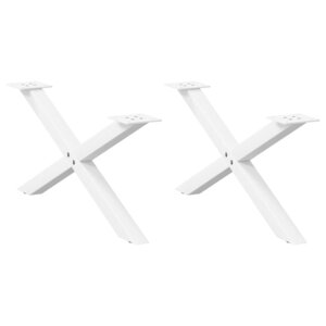 vidaXL Pieds de table basse en forme de X  2 pièces  blanc  70 x (30-31) cm  acier