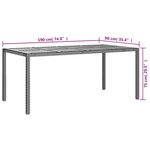 vidaXL Table de jardin 190x90x75 cm Résine tressée et bois acacia Noir