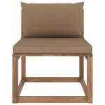 vidaXL Canapé de milieu palette de jardin avec coussins taupe