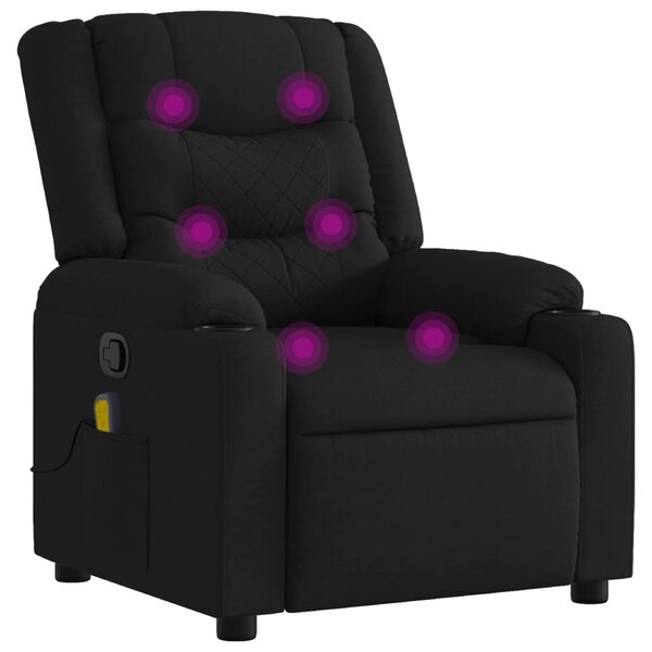 vidaXL Fauteuil inclinable de massage noir tissu