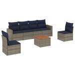 vidaXL Salon de jardin 7 Pièces avec coussins gris résine tressée