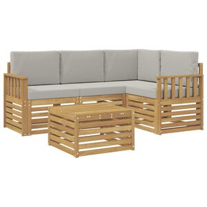 vidaXL Ensemble de canapés d'extérieur 5 pc Blanc et gris clair