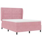 Lit à ressorts vidaXL avec matelas rose 140x190 cm en velours