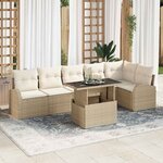 vidaXL Ensemble de canapé de jardin avec coussin 7 Pièces beige et crème