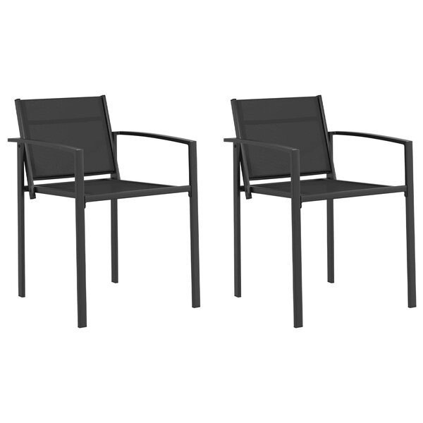vidaXL Chaises de jardin 2 Pièces Noir et anthracite 53 5 x 59 x 77 cm