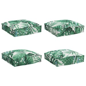 vidaXL Coussin pour assise de palette Floral 4 Pièces Motif de feuille