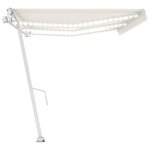 vidaXL Auvent automatique avec capteur de vent et LED 600x350 cm Crème