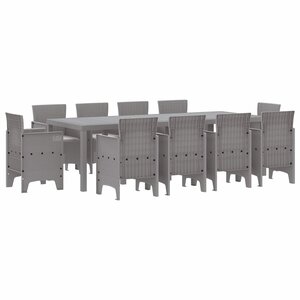 vidaXL Ensemble de salle à manger pour jardin 11 Pièces Gris clair