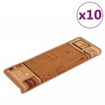 vidaXL Tapis d'escalier autoadhésifs 10 Pièces 65x21x4 cm Beige