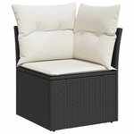 vidaXL Salon de jardin avec coussins 7 Pièces noir résine tressée acacia