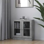 vidaXL Armoire à vitrine Gris béton 82 5x30 5x80 cm Bois d'ingénierie