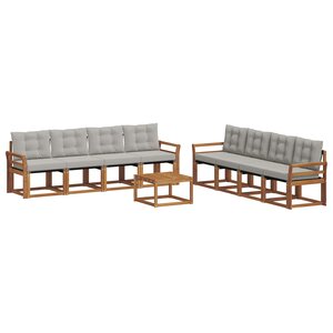 vidaXL Ensemble de canapés d'extérieur 9 Pièces Gris Naturel et Clair