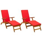 vidaXL Chaise longue inclinable et pliable avec coussin 2 Pièces Rouge