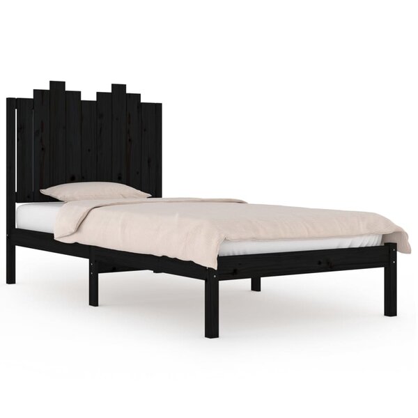 vidaXL Cadre de lit sans matelas noir bois massif 100x200 cm
