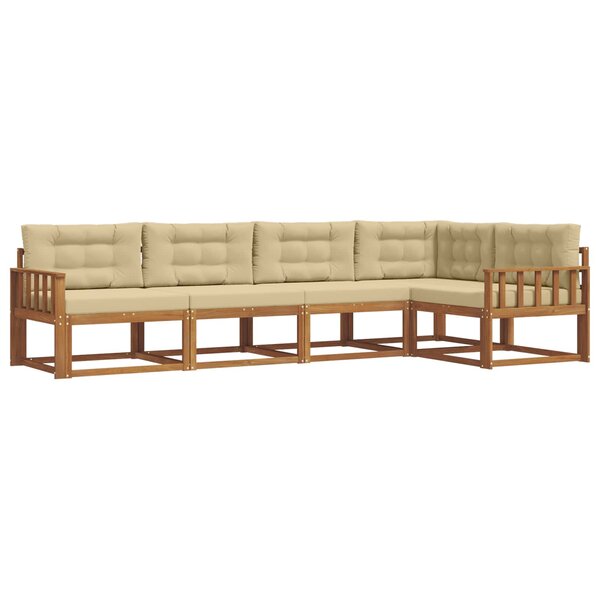 vidaXL Ensemble de canapés d'extérieur 5 Pièces Naturel et Beige