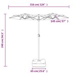vidaXL Parasol de jardin à double tête blanc sable 316x240 cm