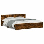 vidaXL Cadre de lit avec tête de lit et LED chêne fumé 200x200 cm