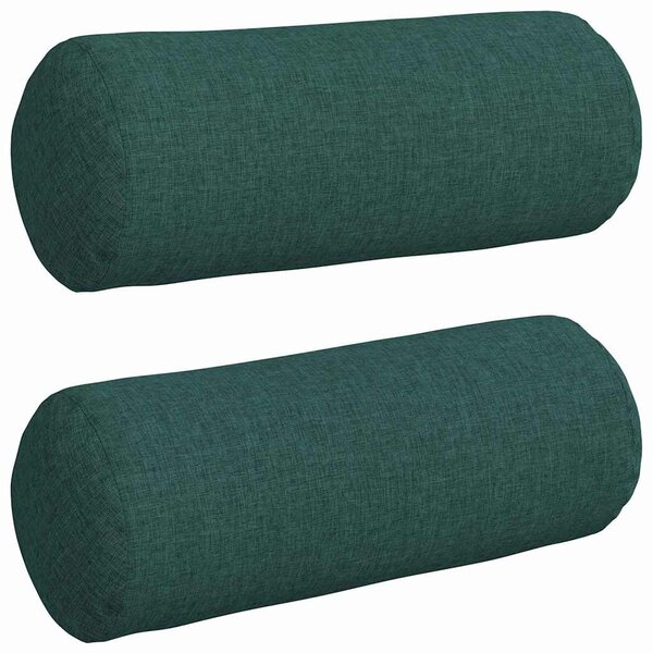 vidaXL Coussins d'accent 2 Pièces Vert foncé Ø 15 x 40 cm tissu