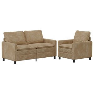 vidaXL Ensemble de Canapés 2 Pièces Taupe Polyester