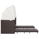 vidaXL Canapé-lit extensible 3 places avec toit Résine tressée Marron
