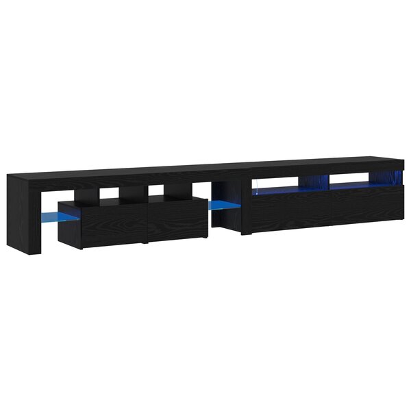 vidaXL Meubles TV 2 Pièces avec lumières LED en bois d'ingénierie chêne noir