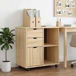 vidaXL Cabinet roulant Marron 63 5 x 39 x 65 5 cm Bois de Pin Massif