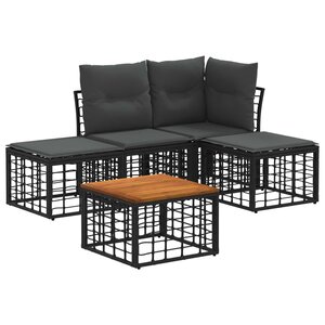 vidaXL Ensemble de canapés d'extérieur 5 pc Noir et Gris foncé