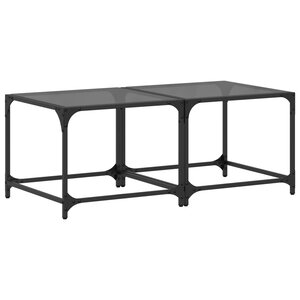 vidaXL Tables basses avec dessus en verre noir 2 Pièces 50x50x40 cm acier