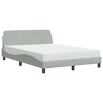 vidaXL Lit avec matelas Dover gris clair 140x200 cm velours
