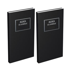 Agenda Banquier Long 15 x 34 cm 2 Volumes 1 jour/2 pages Noir LECAS