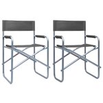 vidaXL Chaises de metteur en scène lot de 2 Acier Gris