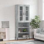 vidaXL Buffet haut Gris béton 69 5x34x180 cm Bois d'ingénierie