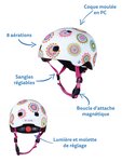 Casque Vélo et Trottinette Doodle Dots boucle magnétique  lumière LED intégrée  Taille XS