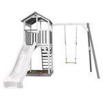 AXI Structure de jeu Beach Tower Blanc gris avec 1 balancoire et toboggan Blanc et bac à sable