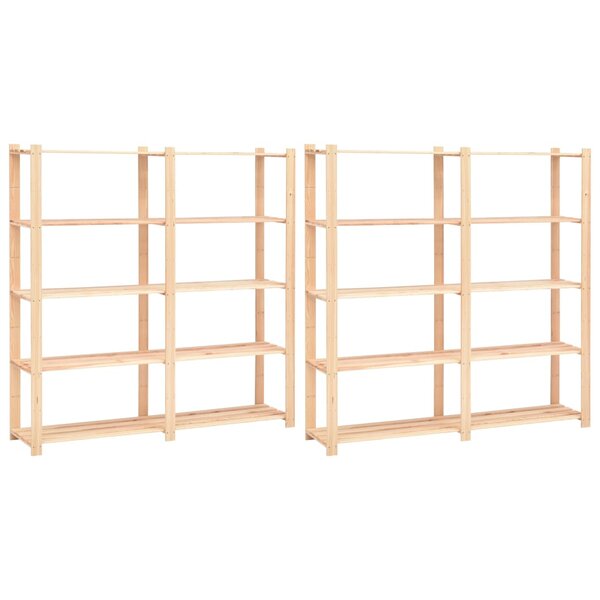 vidaXL Étagères de rangement à 5 niveaux 2Pièces 170x38x170 cm Pin 500 kg