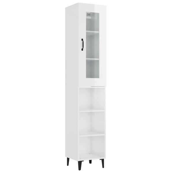 Vidaxl buffet haut blanc brillant 34 5x34x180 cm bois d'ingénierie